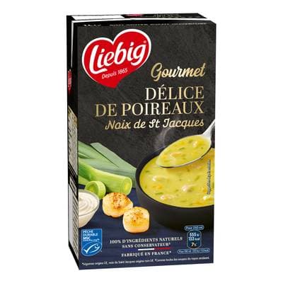 Liebig Délice de Poireaux et Noix de Saint Jacques MSC Soupe liquide en brique familiale, 1L
