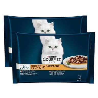 Purina - Gourmet Perle Sachets Duo de la Campagne 4 variétés pour chat, Lot de 2x4x85g