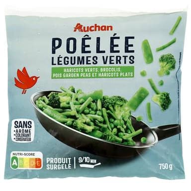 Auchan Poêlée de légumes verts, 750g