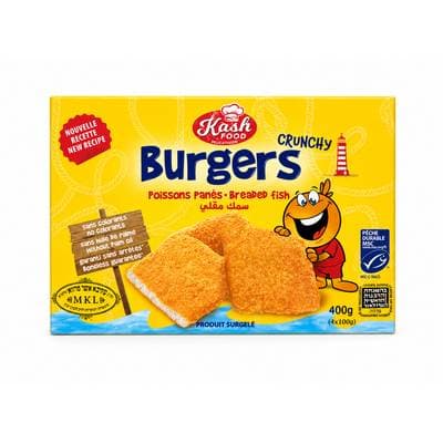 Kash Food Burgers de Poissons Panés, 400g