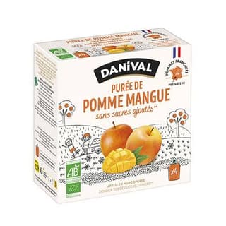 Danival Poki bio Purée pomme-mangue, 4 gourdes de 90g