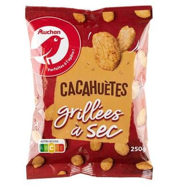 Auchan Cacahuètes grillées à sec, 250g