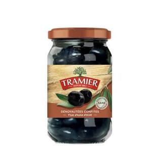 Tramier Olives noires confites dénoyautées et filet d'huile d'olive en bocal, 150g