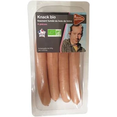 Auchan Knacks Fumées Bio, 4 saucisses - 220g