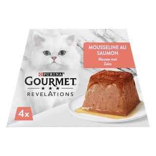 Purina - Gourmet Révélations Pots Mousseline Saumon nappée de Sauce pour chat, 4x57g