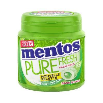 Mentos Bottle pure fresh citrus 50 dragées sans sucres, 100g