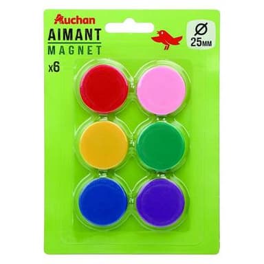 Auchan 6 magnets, Diamètre 25mm