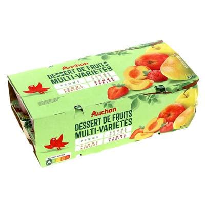 Auchan Dessert de fruits panachés, 16x100g
