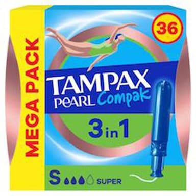 Tampax Tampon Pearl compak taille S, 36 tampons