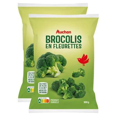 Auchan Brocolis en fleurettes, Lot de 2x900g