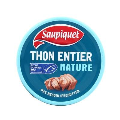 Saupiquet Thon Entier Naturel MSC sans égouttage, 186g