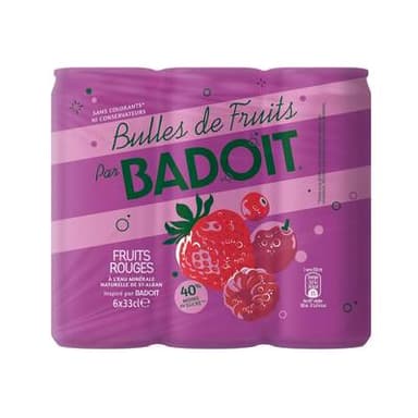 Badoit Eau gazeuse aromatisée aux fruits rouges, 6x33cl