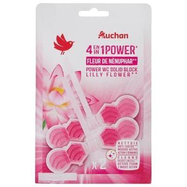 Auchan Bloc WC 4en1 power fleur de nénuphar, 2 bloc wc