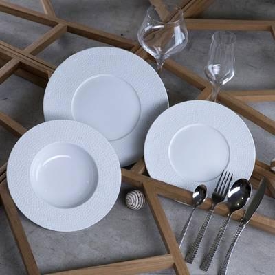 3256390190266 - Reception - 4 assiettes plates porcelaine MARTELE BLANC