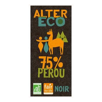 Alter Eco - Commerce Equitable - Chocolat noir 75% Cacao Bio du Pérou