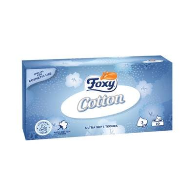 Foxy Boîte de mouchoirs blancs 3 épaisseurs, 90 mouchoirs