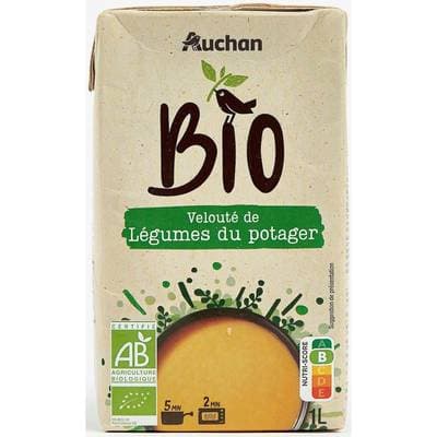 Auchan BIO Soupe velouté de légumes du potager bio, 1L