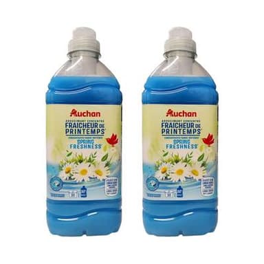 Auchan Adoucissant liquide concentré fraîcheur de printemps, Lot de 2x750ml