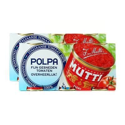 Mutti Pulpe de Tomates Concassées Fines - Polpa, Lot de 2 - 3x400g