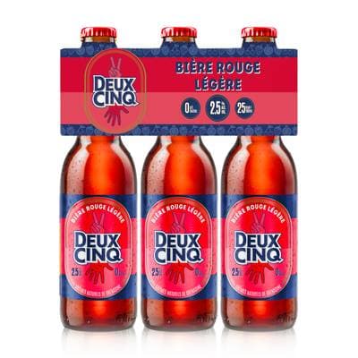 La Deux Cinq Bière aromatisée fruits rouges légère 2,5°, 3x33cl