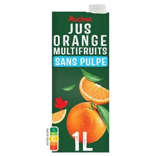 Auchan Jus d'orange multifruits à base de concentrés sans sucres ajoutés, 1L