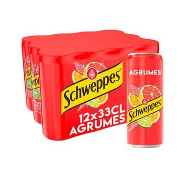 Schweppes Boisson gazeuse saveur agrumes, 12x33cl