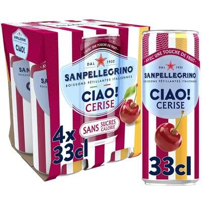 San Pellegrino Boisson gazeuse aromatisée cerise, 4x33cl