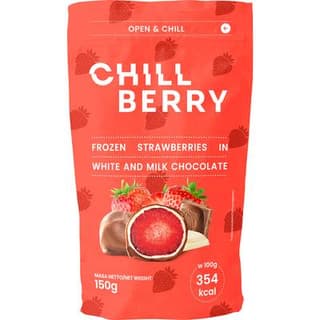 Chill Berry  Fraise enrobée de chocolat blanc et au lait, 150g