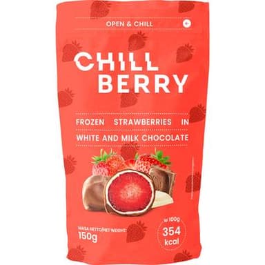 Chill Berry  Fraise enrobée de chocolat blanc et au lait, 150g