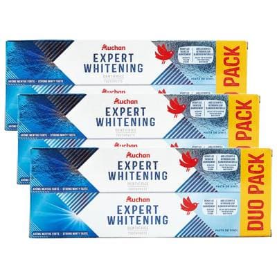 Auchan Dentifrice expert blancheur intense, Lot de 3 - 2x75ml