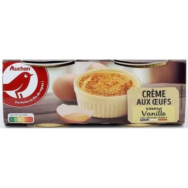 Auchan Crème aux oeufs saveur vanille, 4x100g