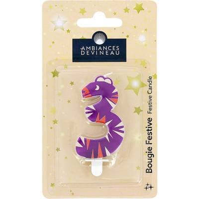 Ambiances Devineau Bougie chiffre 3 Tigre, 1 bougie