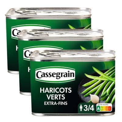 Cassegrain Haricots verts extra-fins cueillis main, Lot de 3x390g