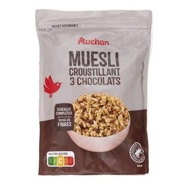 Auchan Muesli 3 chocolats, 450g