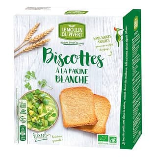 Le Moulin du Pivert Biscottes à la farine blanche bio, 270g