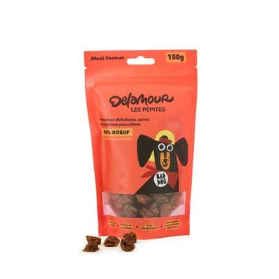 Delamour Friandise Pépites Boeuf Framboise en sachet - Récompense pour chien, 150g