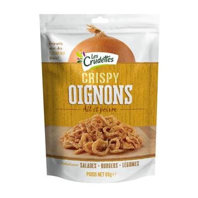 Les crudettes Oignons Frits Ail et Poivre, 80g