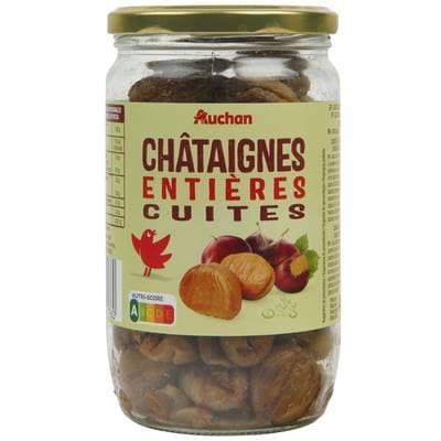 Auchan Châtaignes entières cuites en bocal, 420g
