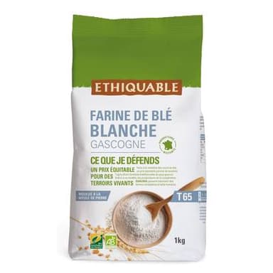 Ethiquable - Commerce Equitable Farine de Blé Blanche T65 Bio du Gers, 1kg