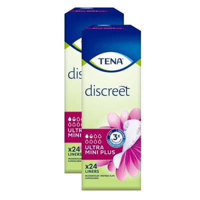Tena Lady Protège-slips incontinence ultra mini plus, Lot de 2x24 protège-slips
