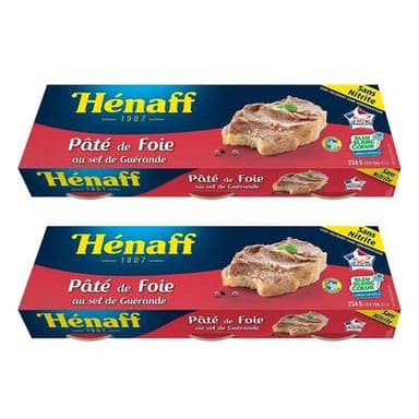Henaff Pâté de foie au sel de Guérande Bleu Blanc Coeur, Lot de 2x3x78g