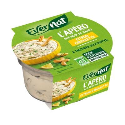 Evernat Tartinade Apéro Citron Ciboulette bio aux noix de cajou, 140g