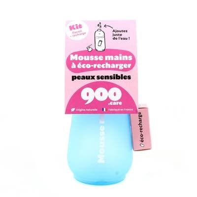 900Care Kit Mousse Mousse Mains Peaux Sensibles Kit Flacon Recharge, 360ml