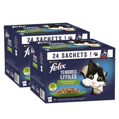 Purina - Félix - Sachets  en Gelée Tendres Effilés Sélection de Légumes 4 variétés pour chat