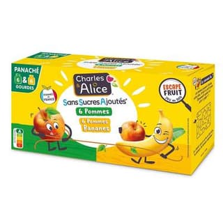 Charles et Alice Gourdes compote gourdes pomme banane, 12 gourdes de 90g