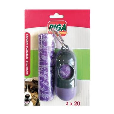 Riga Distributeur et Sachets ramasse crotte parfumés  - Sachets de Propreté, 3x20  sachets