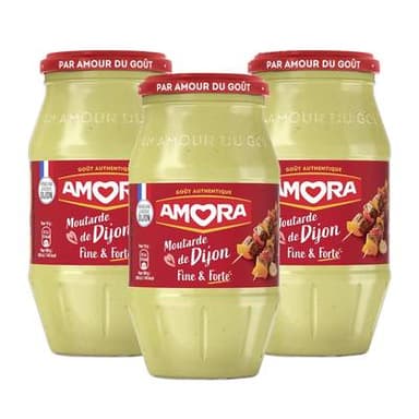 Amora Moutarde de Dijon Fine et Forte, Lot de 3x430g