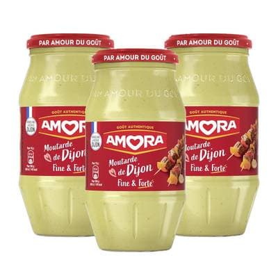 Amora Moutarde de Dijon Fine et Forte, Lot de 3x430g