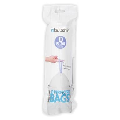 Brabantia Sacs poubelle 15-20L - Taille D, 20 sacs de 15-20L - Taille D