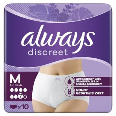 Always Discreet Serviettes Pour Fuites Urinaires taille M, 10 culottes